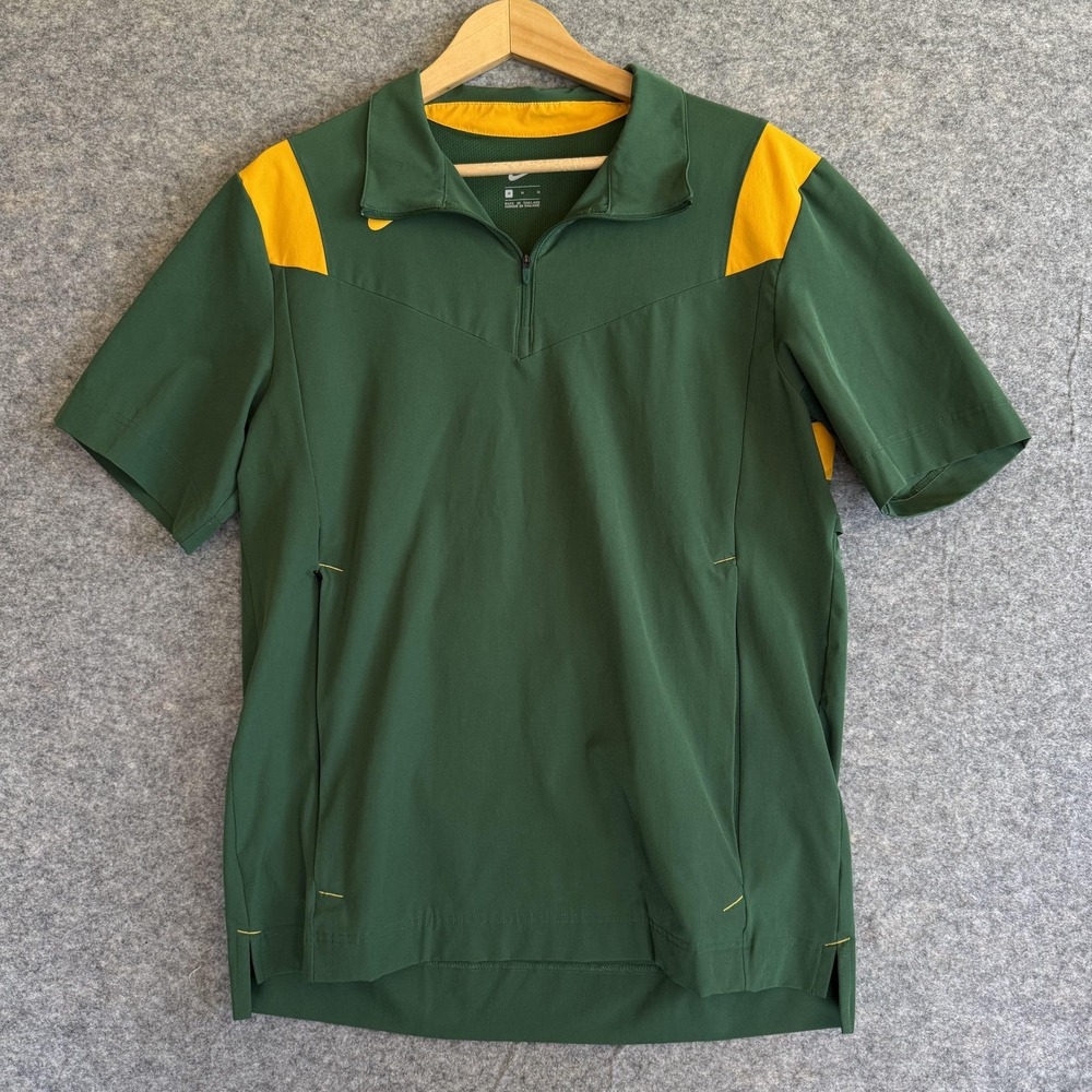 Nike Coaches Performance Polo Shirt Mens Med Green Yellow‎ 1/4 Zip CW3430-345